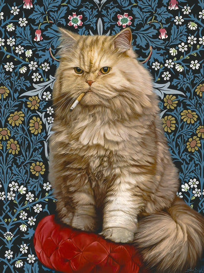 Death Cab for Kitty greeting card - fancy cat smoking