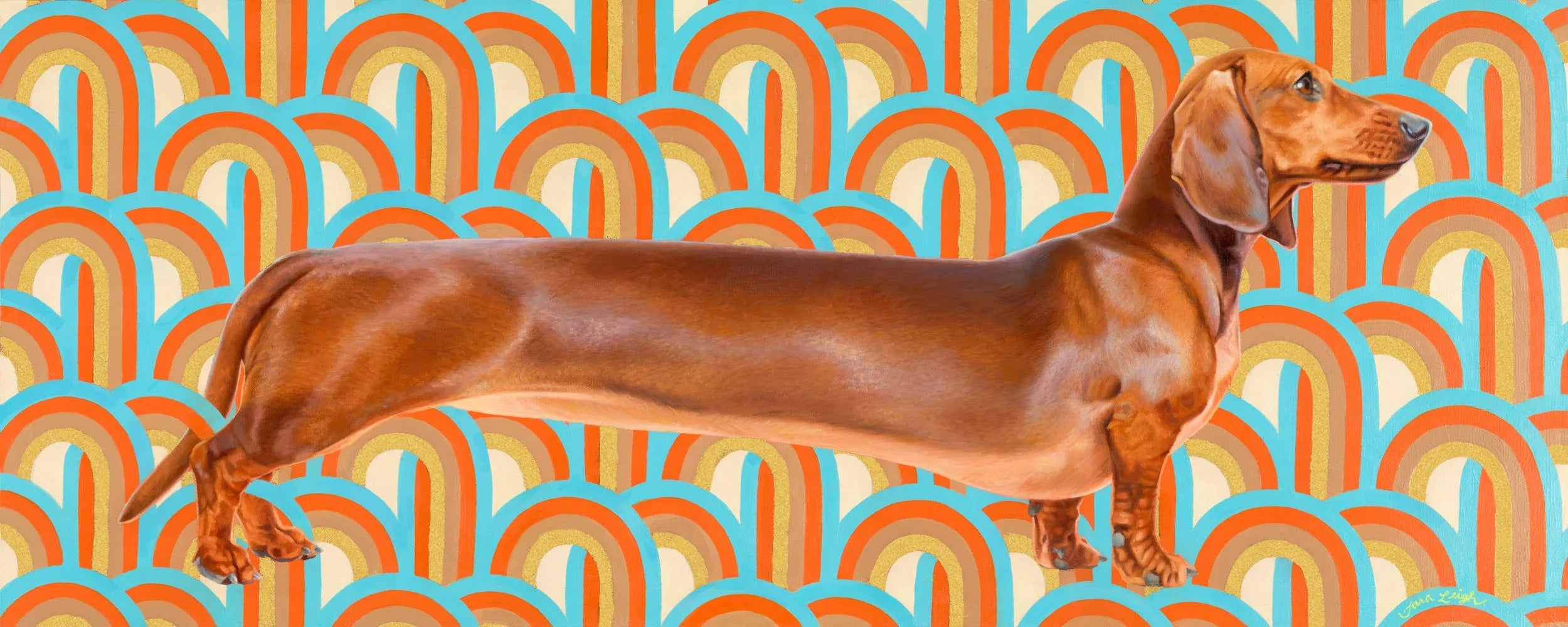 Weiner Von Longly dachshund greeting card